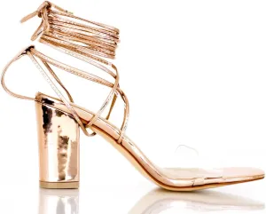 – Gold Block Heeled Sandals with Vinyl Strap – Size 9, Party Heels for Spring, Summer & Night Out – Large Sizes, All-Season Fit