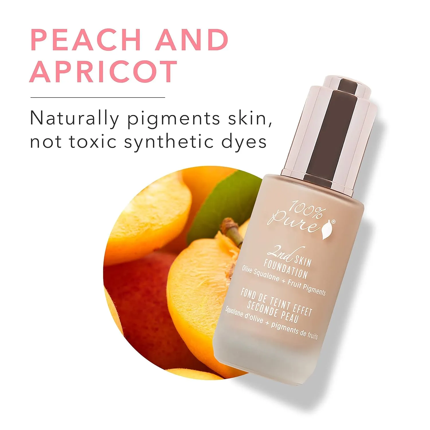100% PURE 2nd Skin Foundation, Shade 4, Full Coverage, Lightweight, Blendable Formula, Satin Finish, Absorbs Oil, Anti-Aging, Natural, Vegan Makeup (Warm w/Olive Undertone) - 1.18 Fl Oz