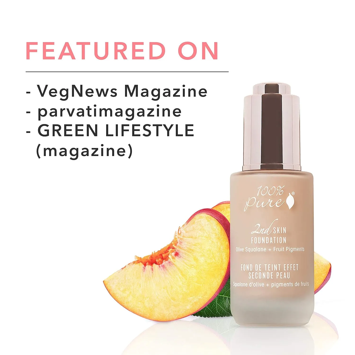 100% PURE 2nd Skin Foundation, Shade 4, Full Coverage, Lightweight, Blendable Formula, Satin Finish, Absorbs Oil, Anti-Aging, Natural, Vegan Makeup (Warm w/Olive Undertone) - 1.18 Fl Oz