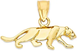 10k Real Solid Gold Panther Pendant, Leopard Jewelry, Jaguar Gifts for Her