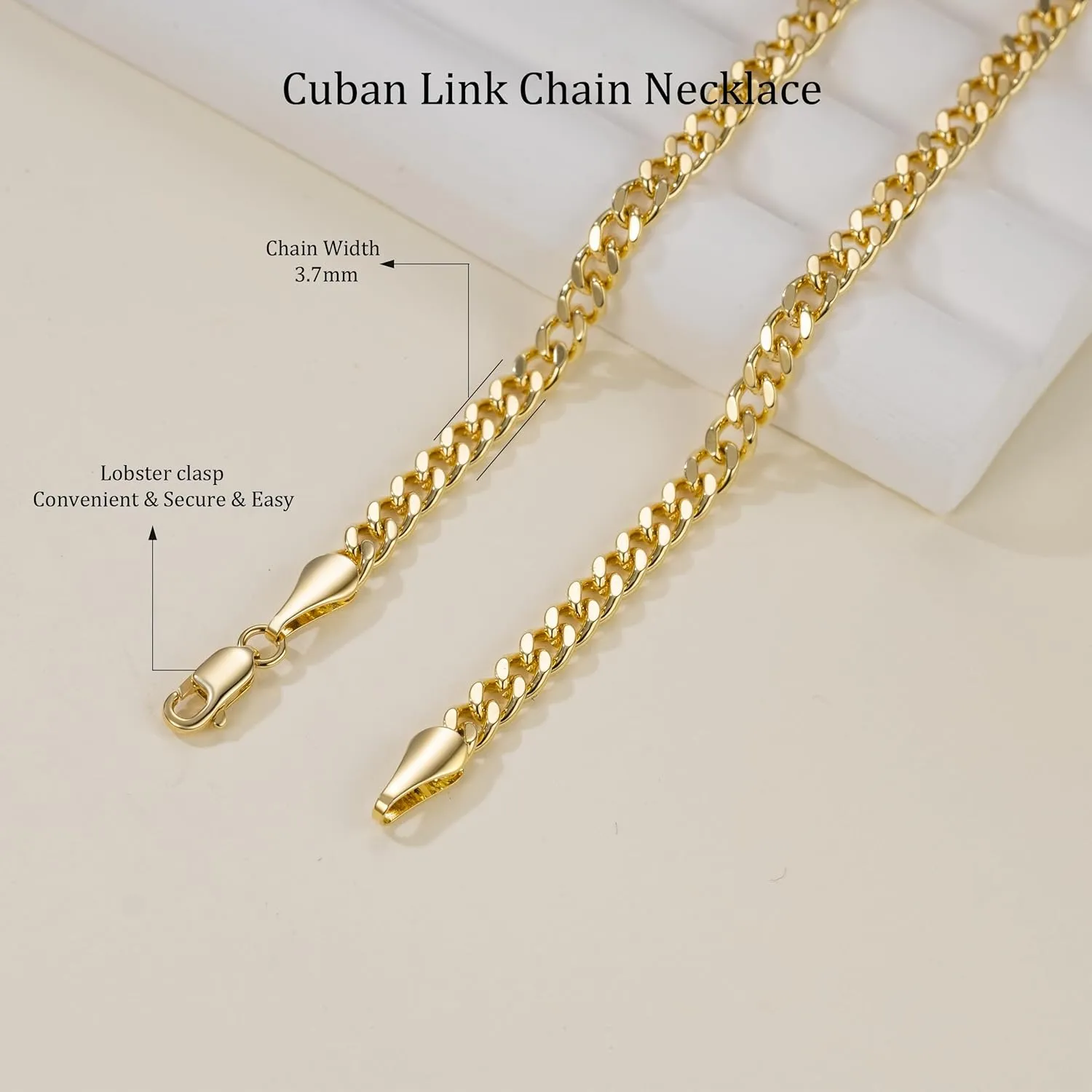 14K Gold Chain for Men Chunky Necklaces for Women 3.7mm wide Cuban Link Chain for Womens Necklaces Trendy Classic Design and Modern Simplicity Chunky Gold Necklace for Women Non Tarnish 16-24in