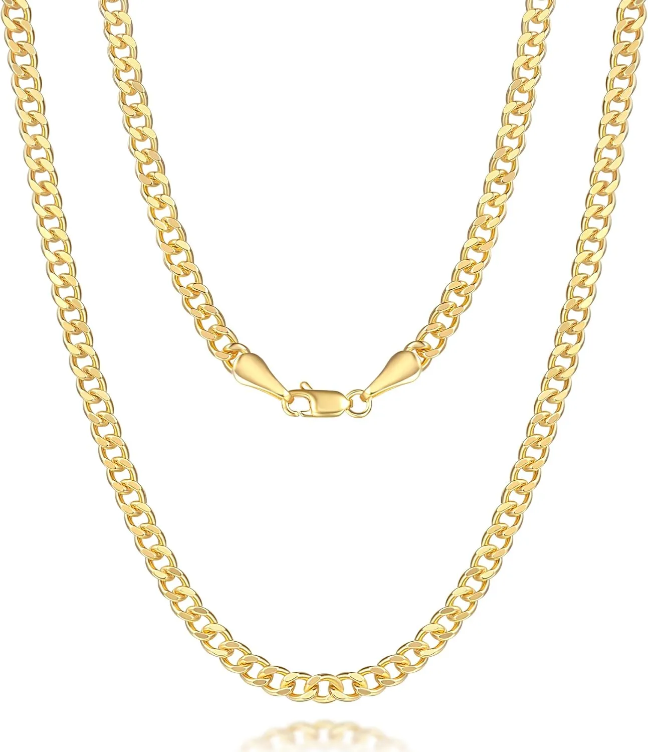 14K Gold Chain for Men Chunky Necklaces for Women 3.7mm wide Cuban Link Chain for Womens Necklaces Trendy Classic Design and Modern Simplicity Chunky Gold Necklace for Women Non Tarnish 16-24in
