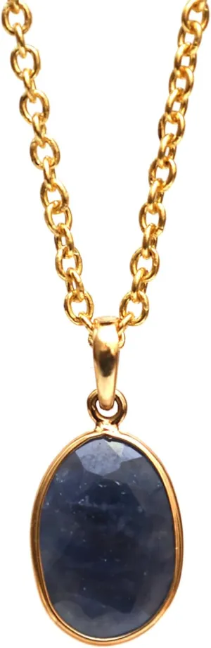 14K Solid Gold Oval Blue Sapphire Pendant – Natural 4.51ct Gemstone Necklace Charm – Timeless Jewelry for Women – Chain Not Included