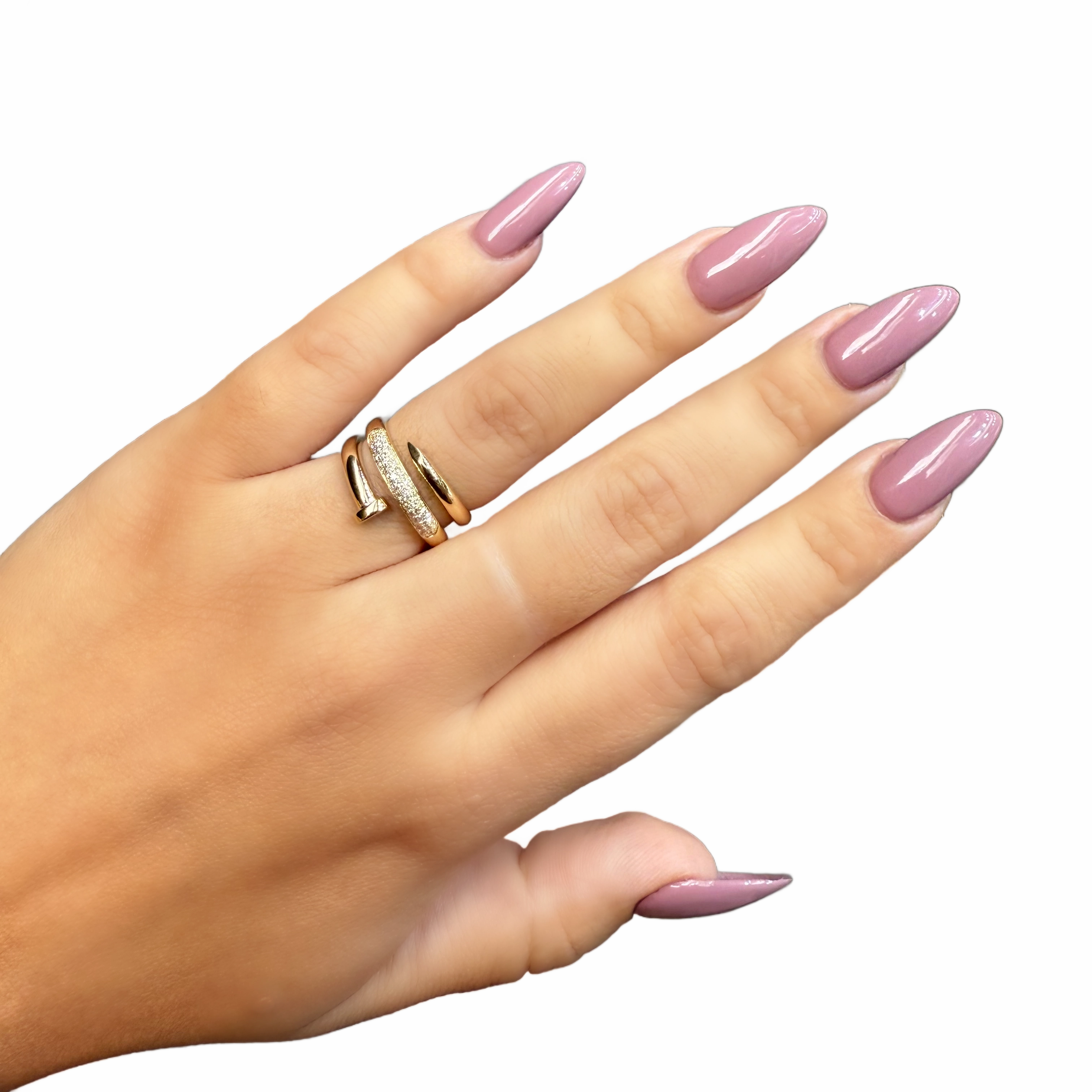 14k Yellow Diamond Geometric Wrap Ring