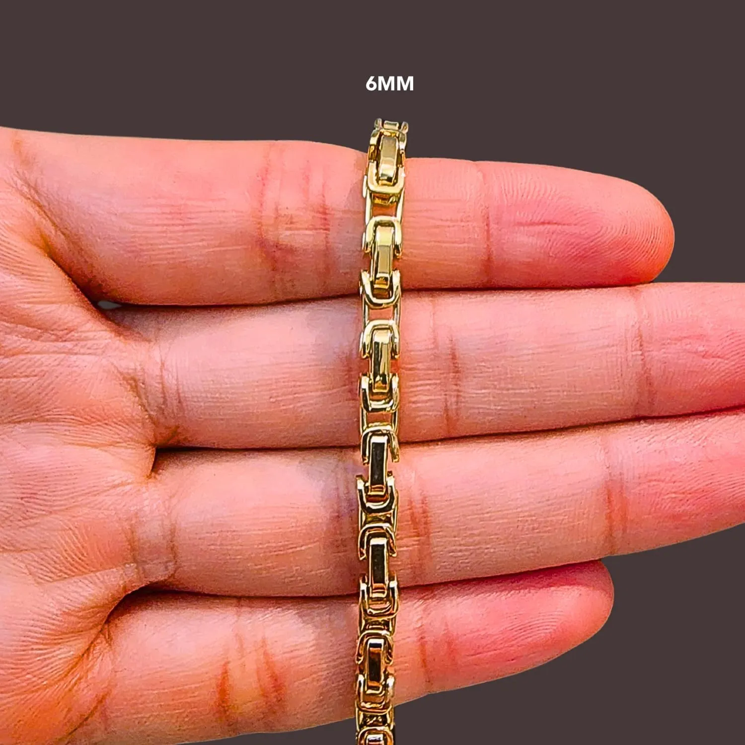 18k Gold-Laminated Inca Trail Chain Necklace, 6mm Width, 17.8 and 25.6 Inches - ZO