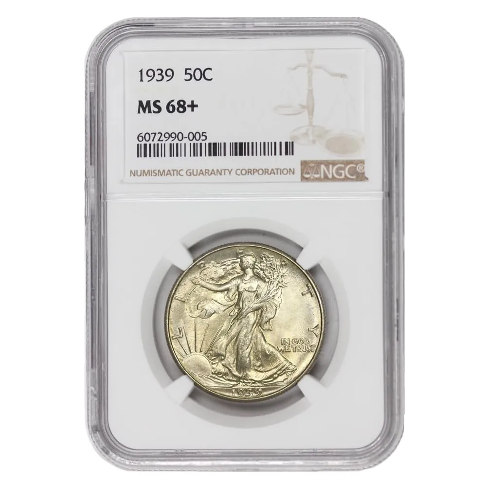 1939 American Silver Walking Liberty Half Dollar MS-68  $0.50 MS68  NGC