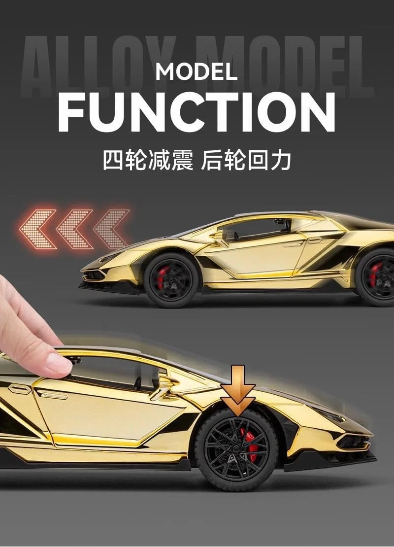 1:24 for LP770-4 Electroplating Version Alloy Supercar Model Ornament Sound Light Car Model Present(Purple)