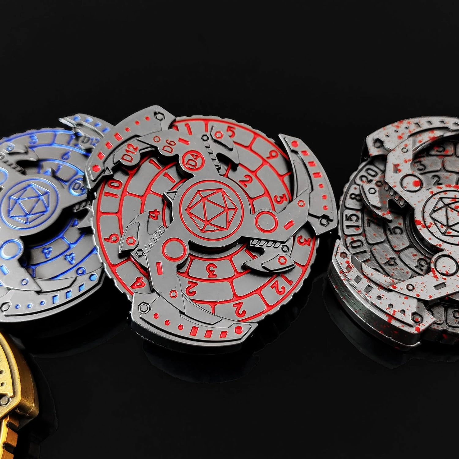 2024 Shadow Fidget Spinner for DND Dice Set, 7-in-1 Dragon Metallic D&D Dice with Gift Case for Dungeons and Dragon Game, RPG Role Playing Table Game Gifts (Red Silver), sDGND202403