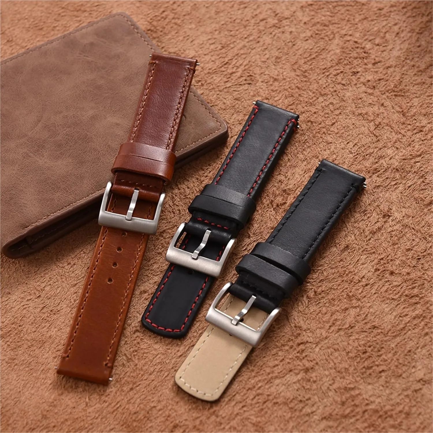 20mm 22mm Leather Watch Strap Quick Release Watch Band Bracelet Wristband Men