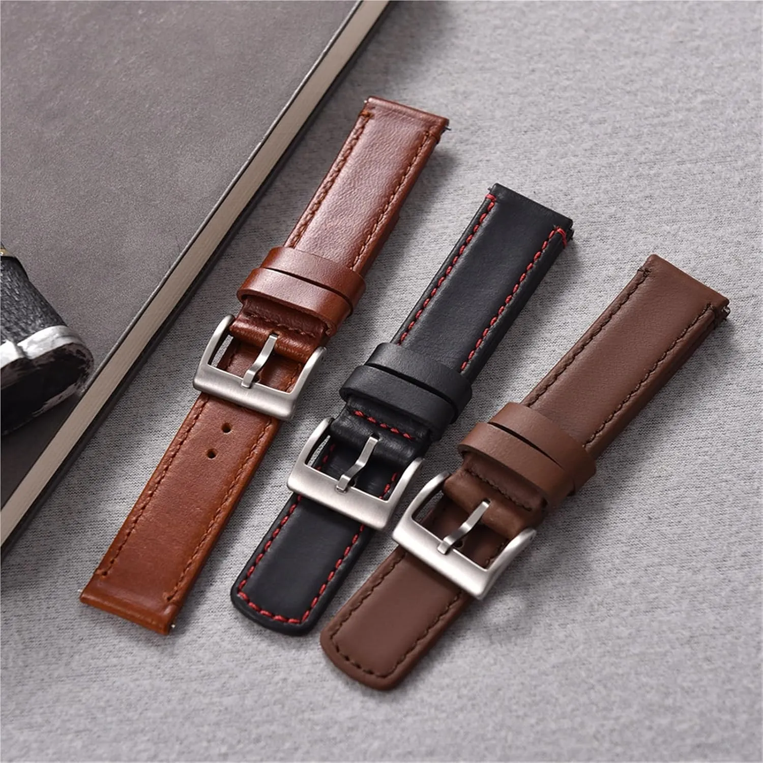20mm 22mm Leather Watch Strap Quick Release Watch Band Bracelet Wristband Men