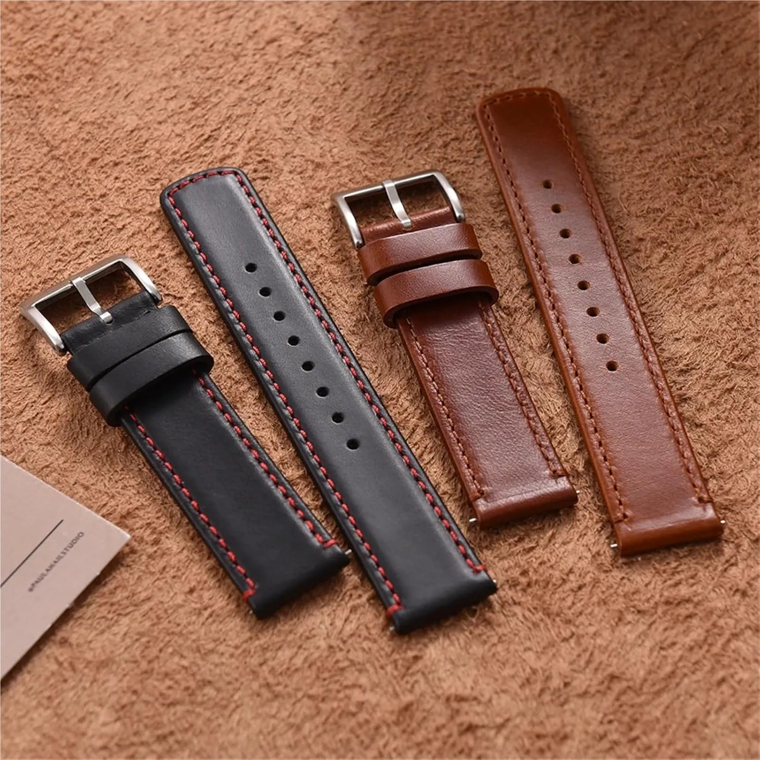 20mm 22mm Leather Watch Strap Quick Release Watch Band Bracelet Wristband Men