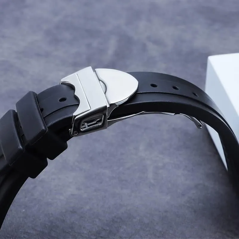 20mm 22mm watchband Black Waterproof Soft Silicone Rubber Wrist Watch Band Silver Gold Clasp buckle For Tudor strap tools Logo