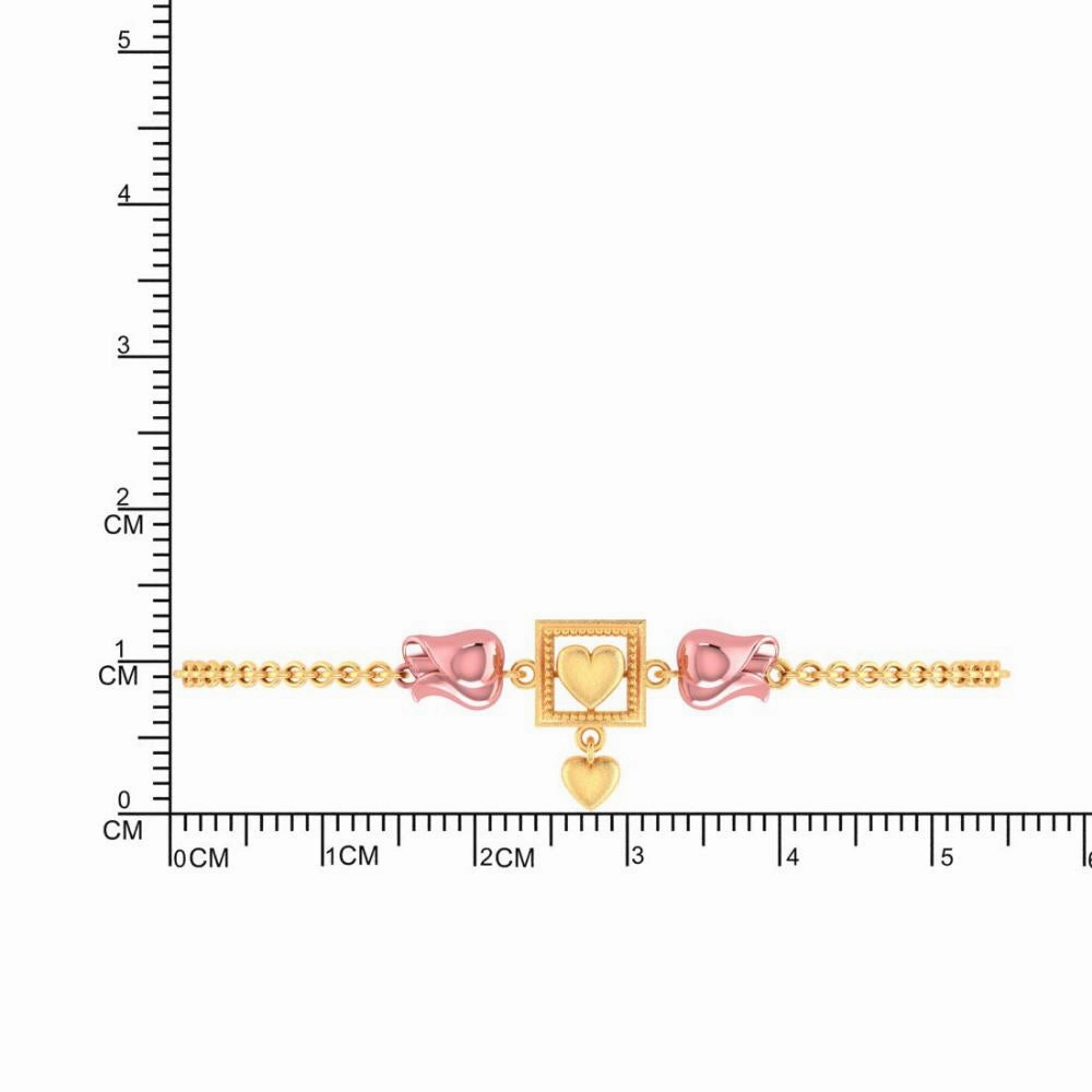 22k Square With Heart Centered Yellow Gold Bracelet