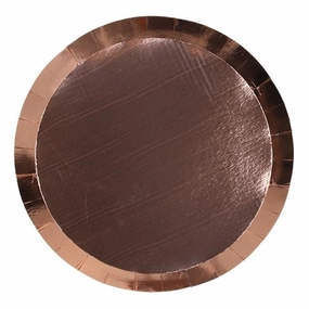 23cm (9") Classic Metallic Rose Gold Paper Dinner Plate (PK10)