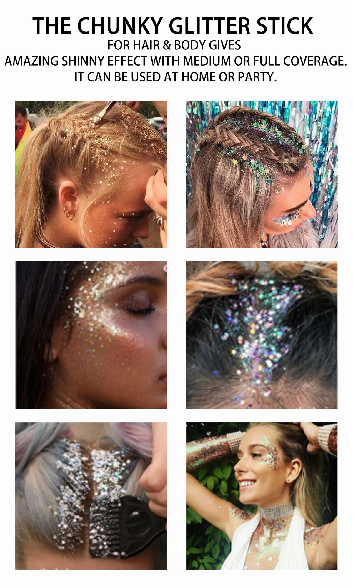 2 Color Face Glitter Stick,Holographic Sequins Paint Sparkling Body Glitter Gel Makeup for Women. (Pink and Gold face Glitter Stick)