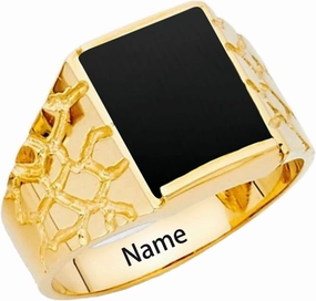 2CT Black Onyx Ring for Men 10K/ 14K/ 18K Solid Real Yellow Gold Ring for Men Yellow Gold Luxury Men's Ring Gemstone Wedding Anniversary Engagement Ring Gifts for Him Men’s Luxury Jewelry Size 4-16