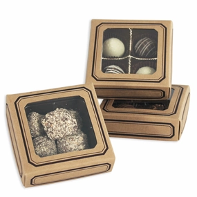3 oz Sq Cover 1 layer square window Kraft w/Brown Border (250/cs)
