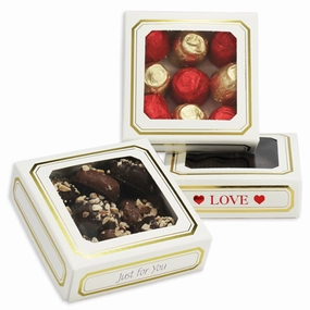 3 oz Sq Cover 1 layer square window White w/Metallic Gold Border (250/cs)
