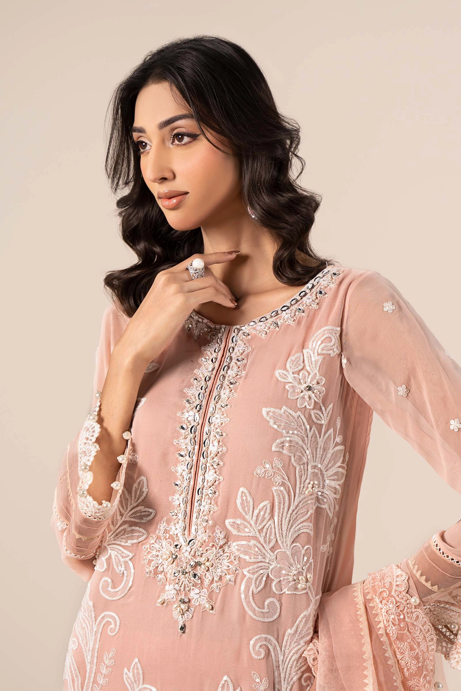3 Piece Embroidered Chiffon Suit | SF-EF25-34