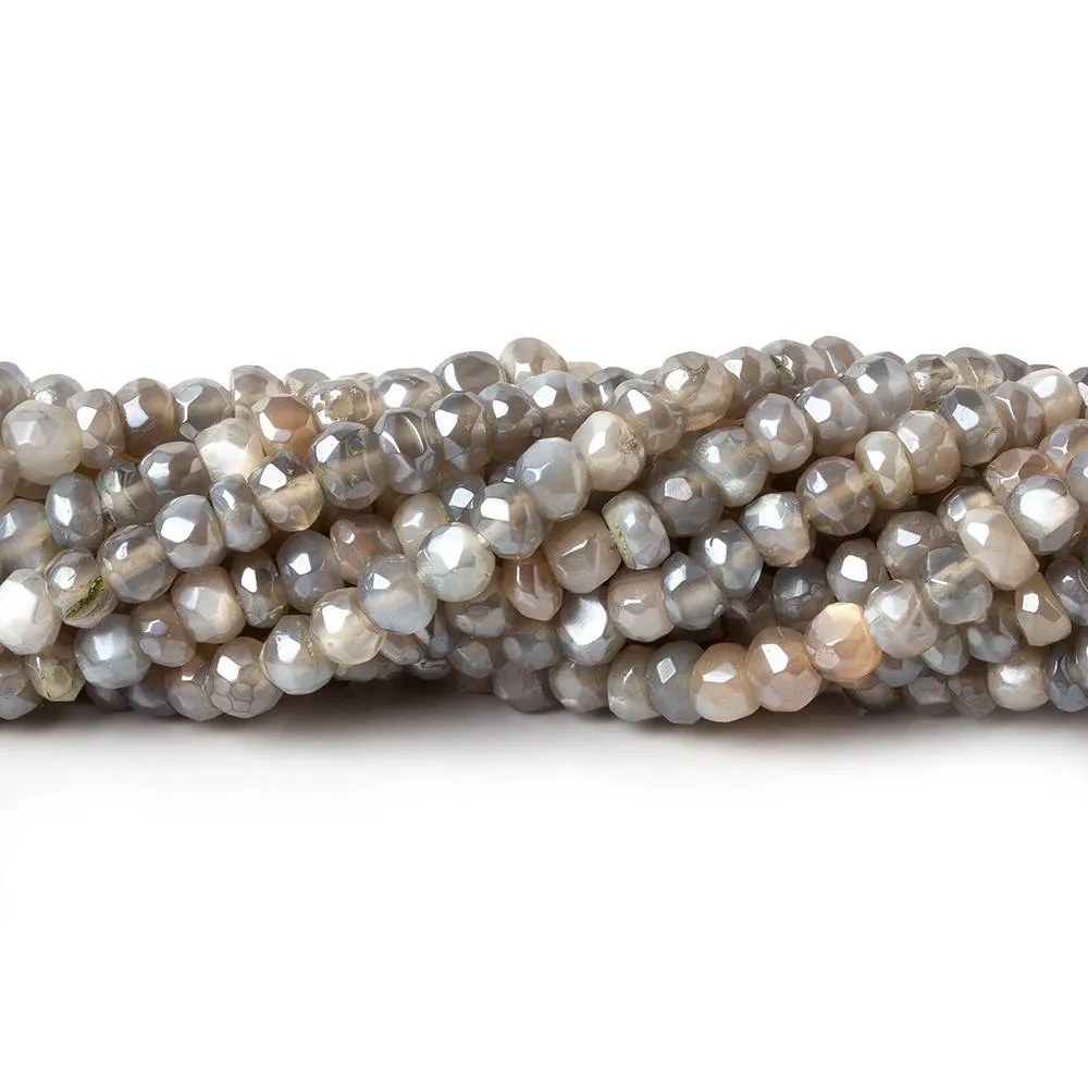 4-4.5mm Mystic Brown & Grey Moonstone 1mm large hole faceted rondelles 13 inch 105 beads