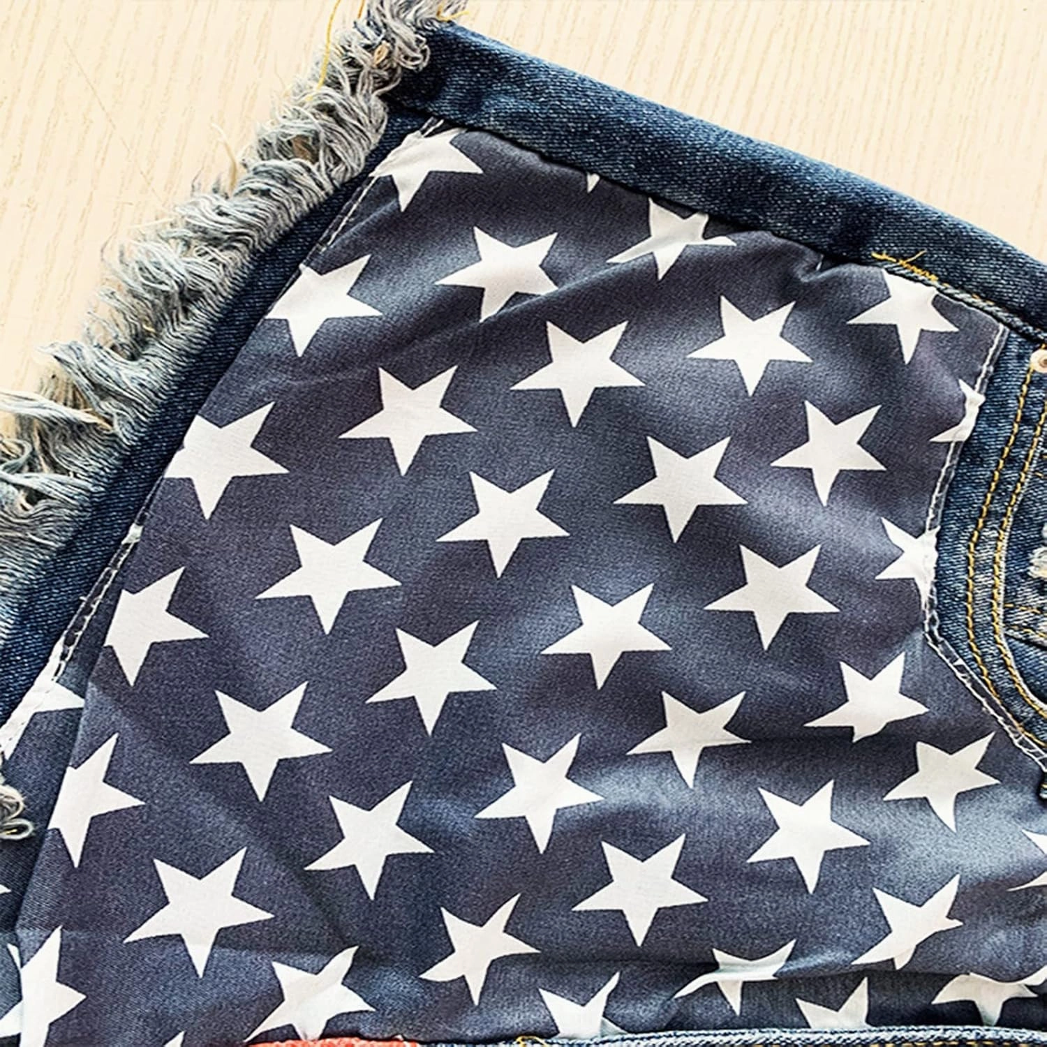 4th of July Shorts for Women American Flag Printed Denim Shorts High Waisted Star Stripes Short Pants