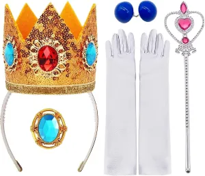 5pcs Princess Peach Crown Accessories Kit for Girl Princess Peach Costume Set Dress Up