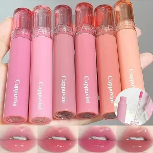 6 Colors Glasting Color Gloss, Lip-Plumping, Glossy, Natural Color, Long-lasting, Non-Sticky, Lightweight, Moisturizing Natural Makeup Lip Lipstick Glowy Tint for Daily