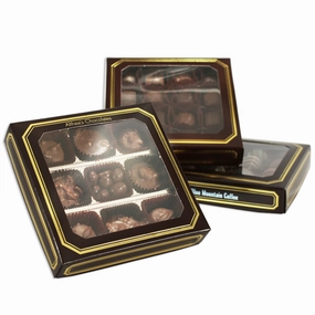 8 oz Sq Cover 1 layer square window Brown w/Metallic Gold Border (250/cs)