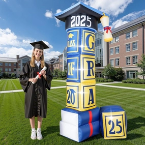 8FT Gaint Graduation Inflatable Decorations, Class of 2025 Blow Up Yard Inflatable Decorations Graduation Cap with 6 LED Lights, 2025 Grad Decor for Indoor & Outdoor Garden Yard & Event Decor,Lawn
