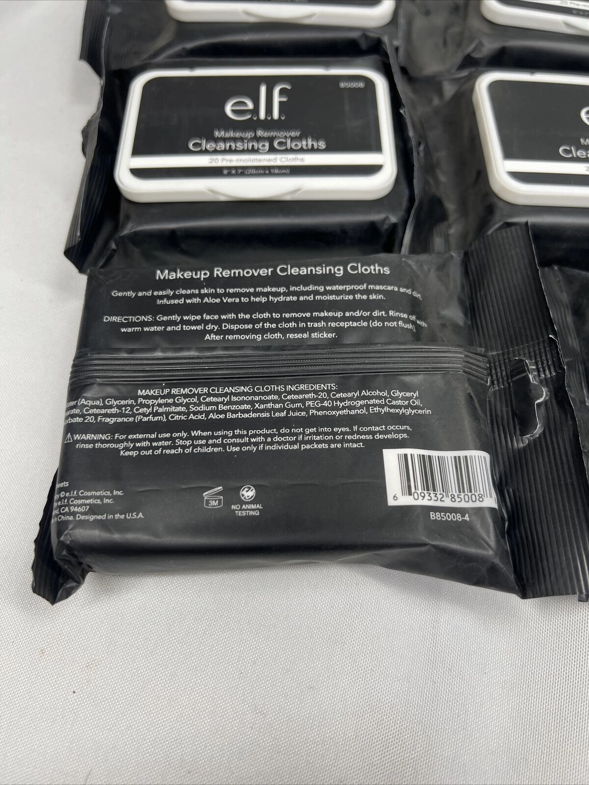 (6)  e.l.f. Makeup Remover Cleansing Cloths 20 Pre-Moistened Cloths 120 Wipes