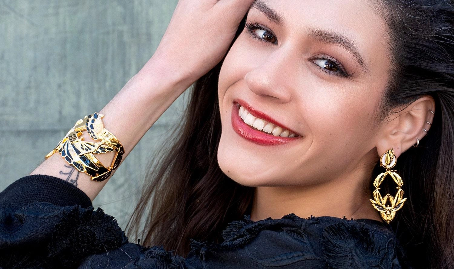 "Soaring" Cuff Bracelet - Gold & Champagne
