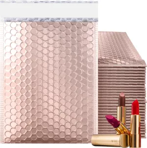 ABC PACK & SUPPLY Matte Rose Gold Metallic Bubble Mailers, 6.5 x 9 Inches. Pack of 250 Metallic Bubble Envelope. Waterproof Padded Envelopes for Gift Packaging, Mailing, Makeup, Small Business Bulk