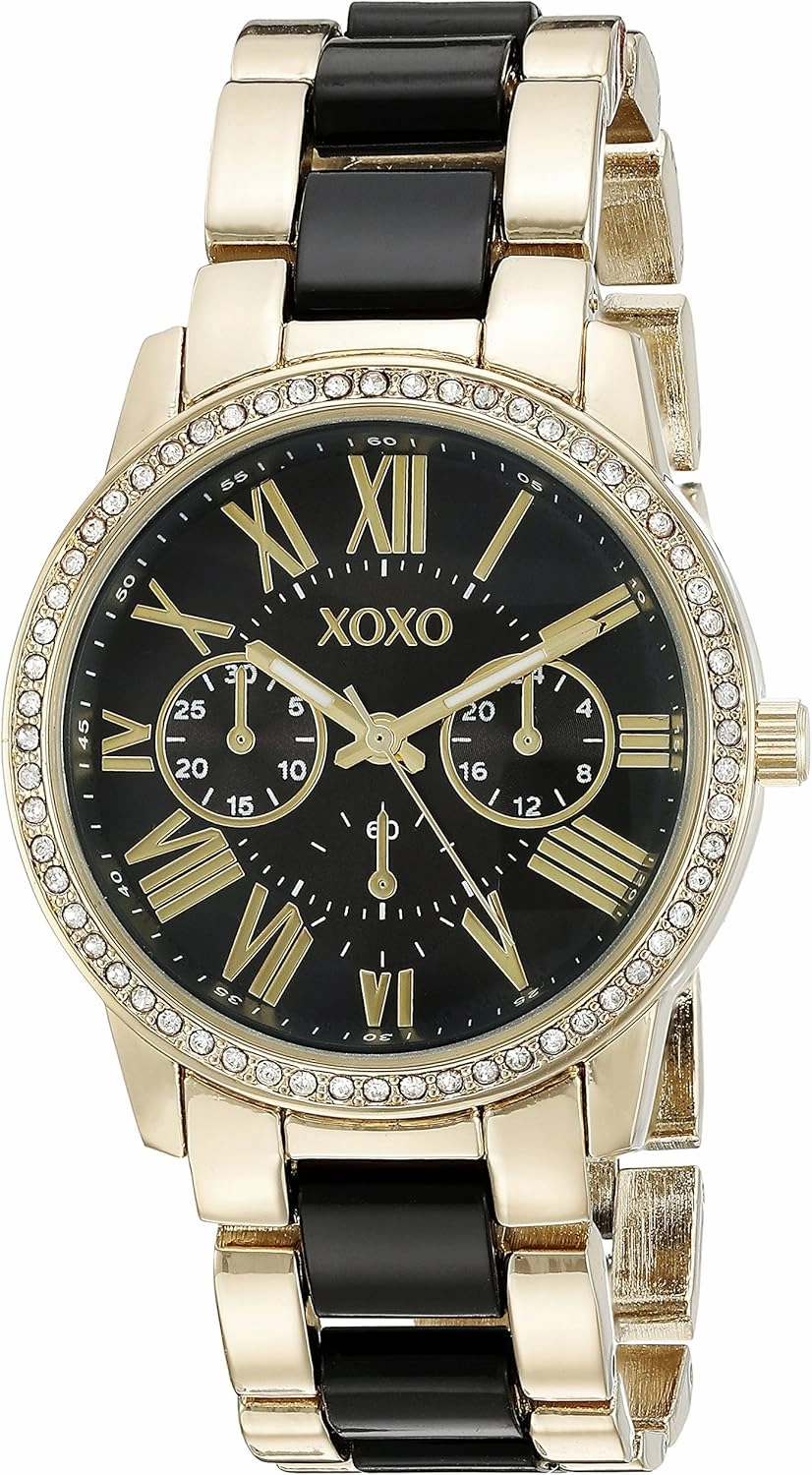 Accutime XOXO Women's XO5874 Gold-Tone and Black Bracelet Watch