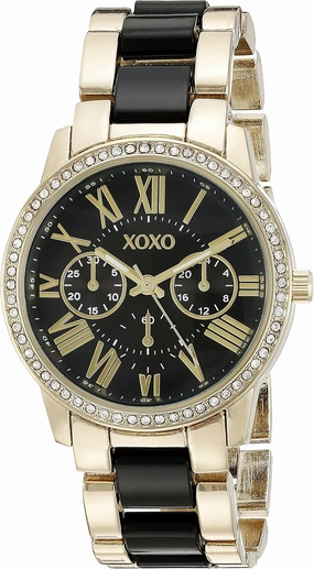 Accutime XOXO Women's XO5874 Gold-Tone and Black Bracelet Watch