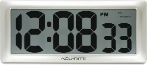 AcuRite 13.5” Large Digital Indoor Wall Clock with Intelli-Time Technology (75173M)