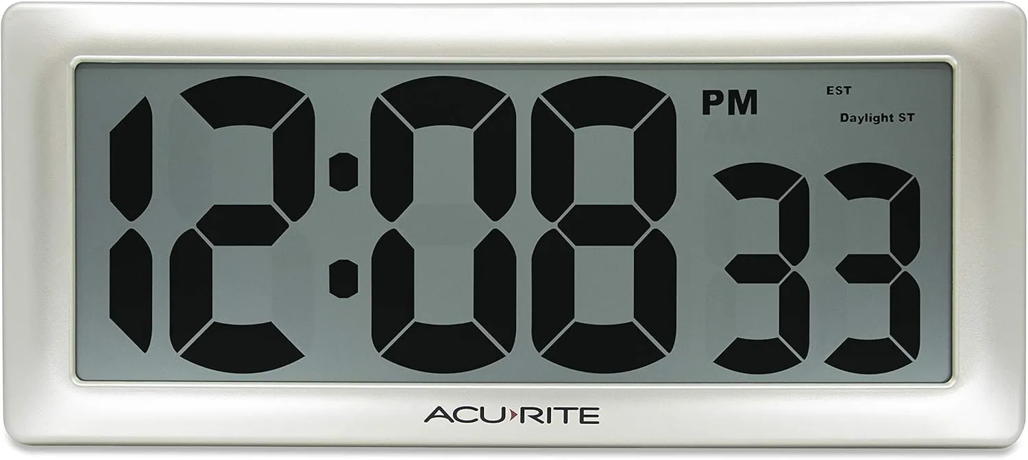 AcuRite 13.5” Large Digital Indoor Wall Clock with Intelli-Time Technology (75173M)