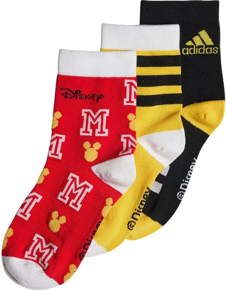 Adidas EVK55 Kids Mickey Mouse Socks, 3 Pairs