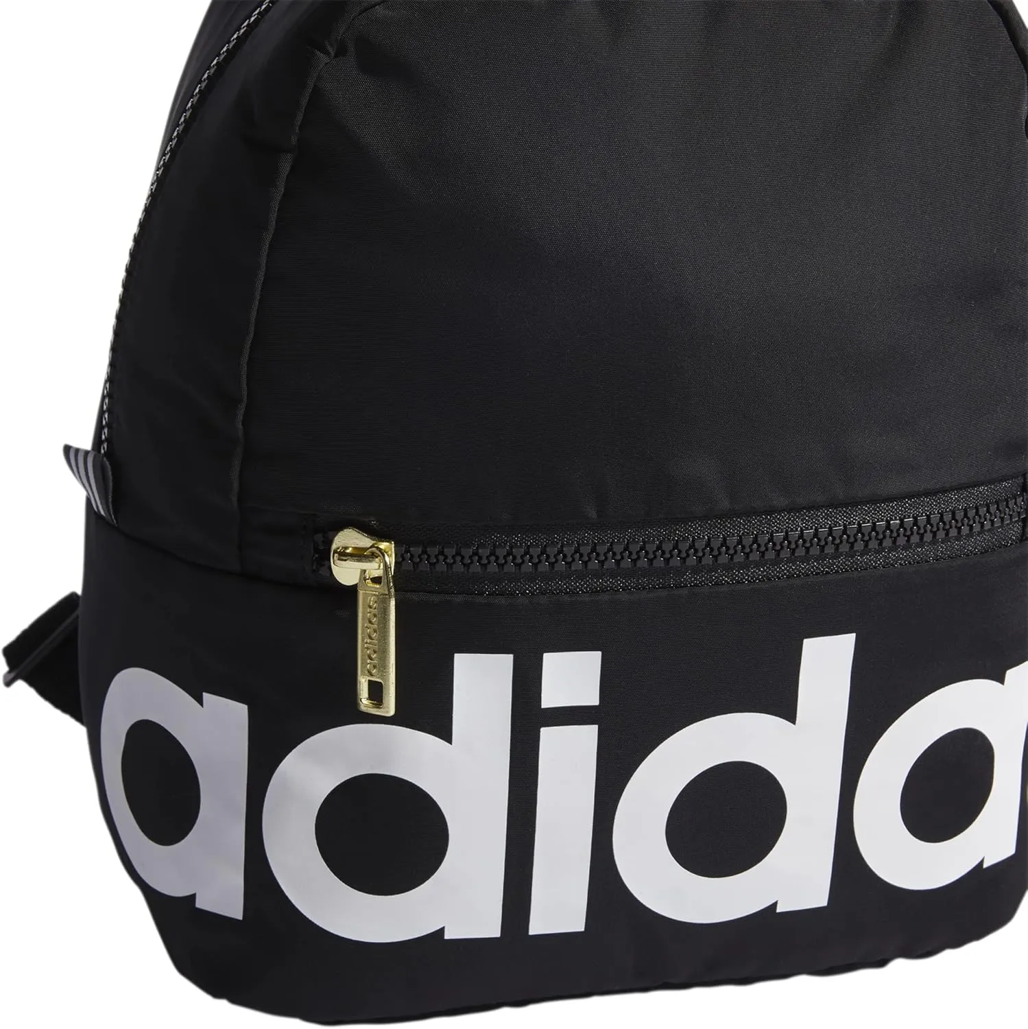 adidas Linear Travel Bag Small Men Womens Mini Backpack, Black/White/Gold, OSFA