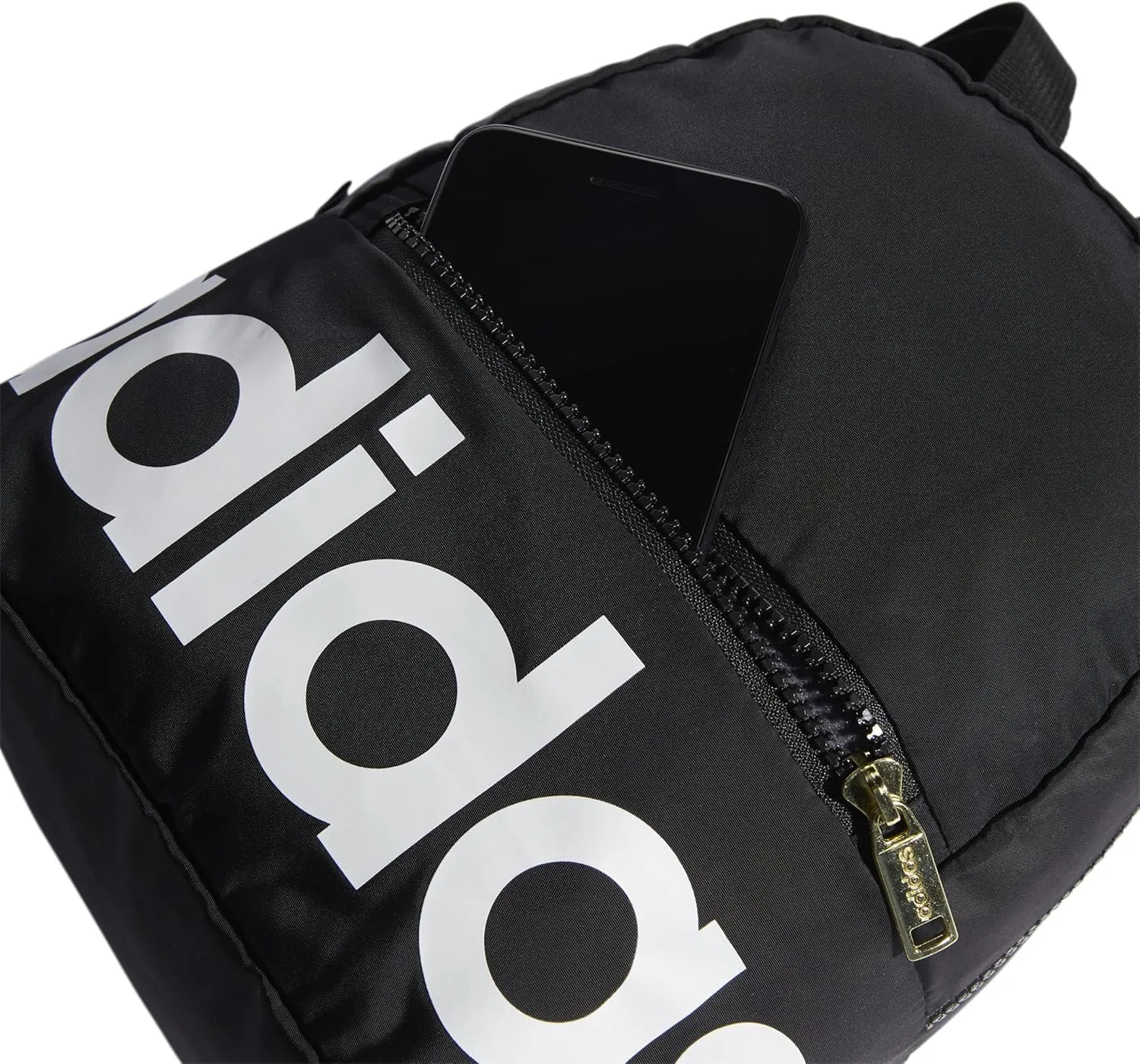 adidas Linear Travel Bag Small Men Womens Mini Backpack, Black/White/Gold, OSFA