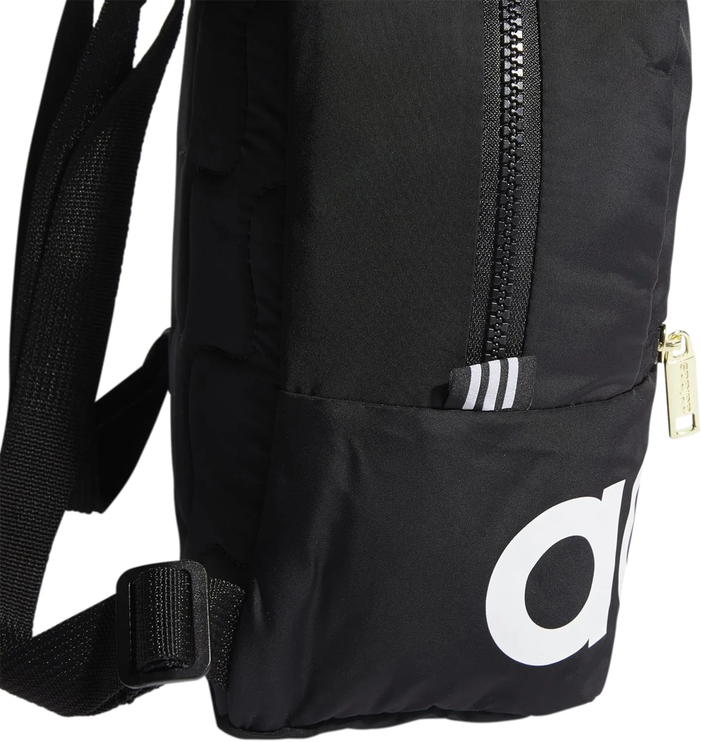 adidas Linear Travel Bag Small Men Womens Mini Backpack, Black/White/Gold, OSFA