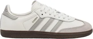 adidas Samba OG Womens Lifestyle Shoes (Cloud White/Clear Granite/Gold Metallic)