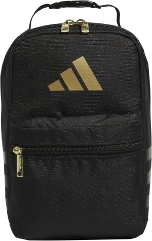adidas Santiago Lunch Bag Cooler for Women and Men, Insulated Food Container Box with Mesh Pocket, Black/Gold Metallic/3.0, One Size