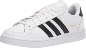 adidas Women's Grand Court SE Tennis Shoe, White/Black/Gold Metallic, 7