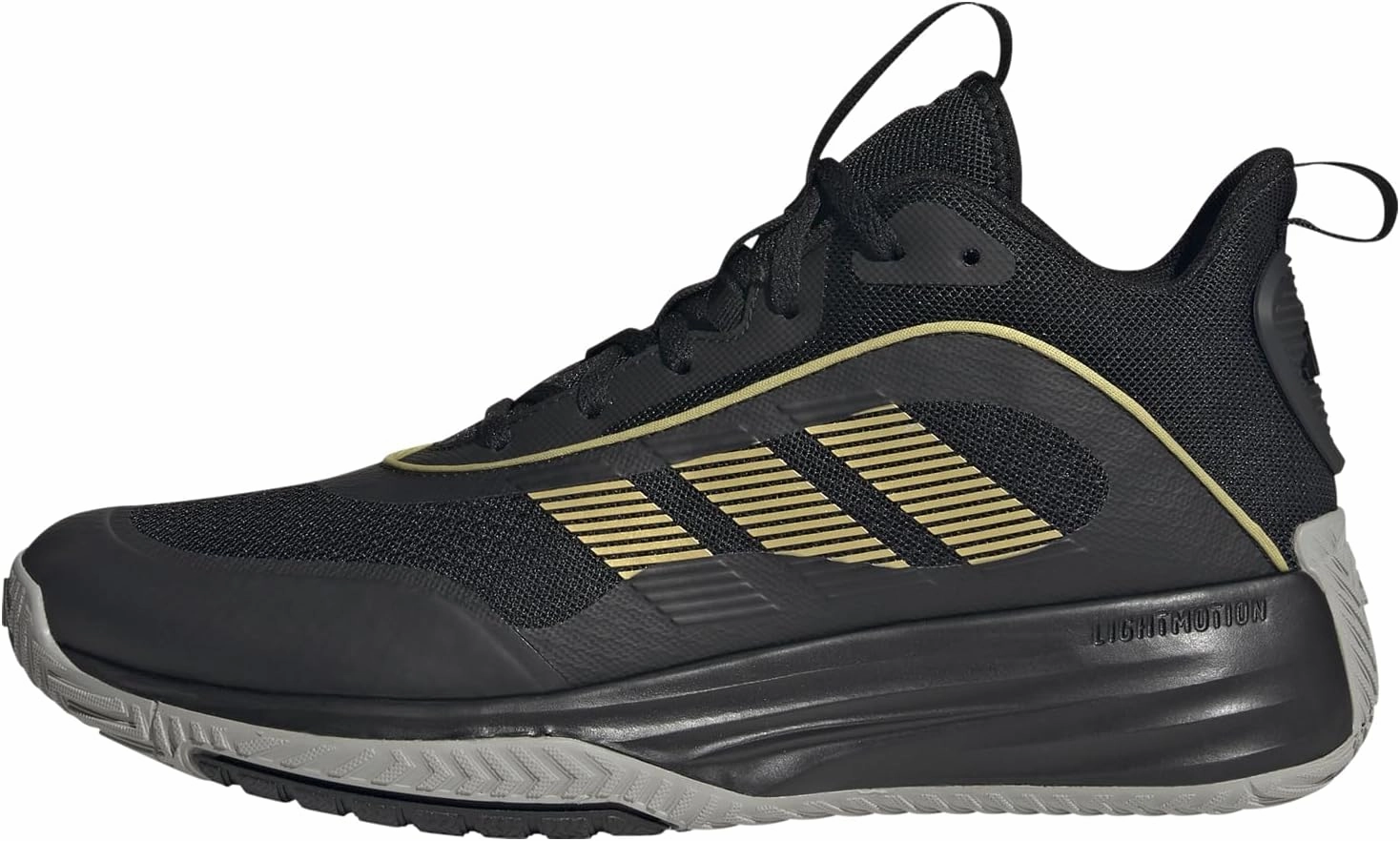 adidas Men's Own The Game 3 Shoes Basketball Shoes, Core Black Gold Metallic Mgh Solid Grey, 12