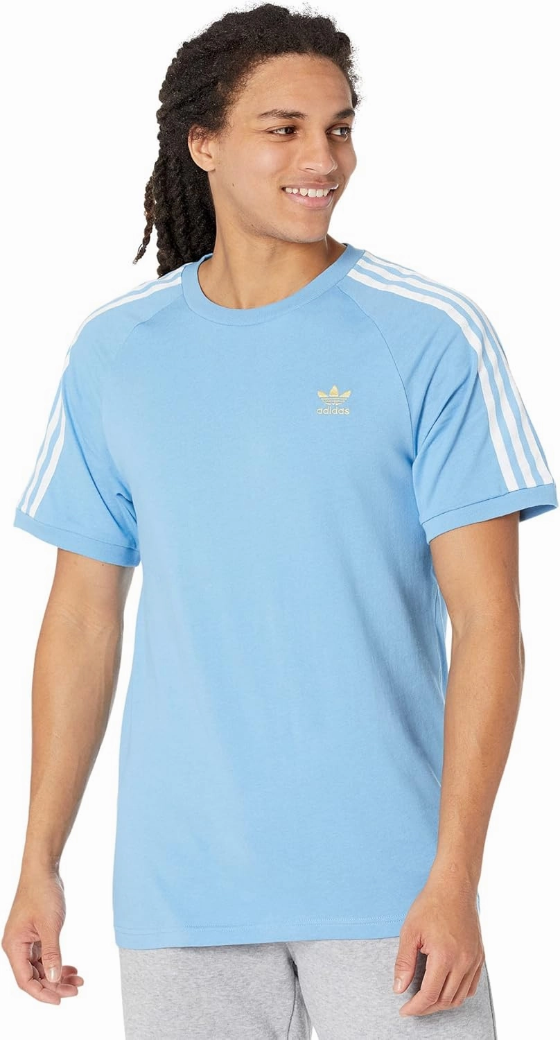 adidas Originals 3-Stripes Tee Light Blue/Light Blue/Gold Metallic XS