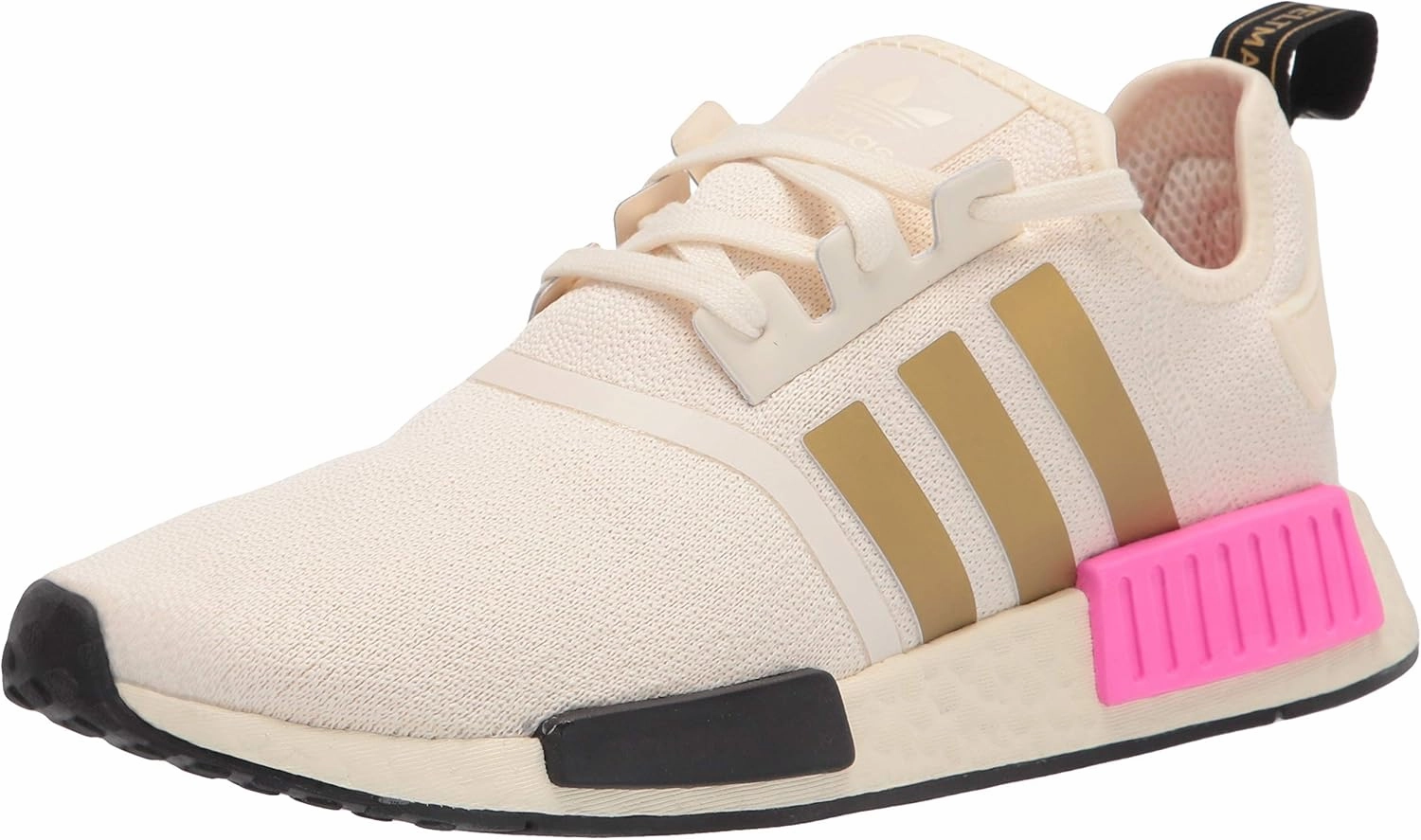 adidas Originals womens NMD_R1 Cream White/Gold Metallic/Screaming Pink 11