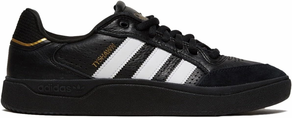 Adidas Tyshawn Low Shoes - New Black/White/Gold Metallic - 8.5