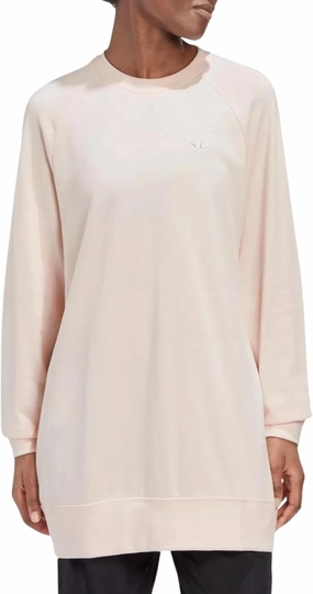 Adidas Women's Trefoil Long Crewneck Sweatshirt Small Pink