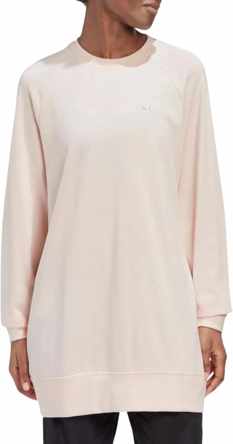 Adidas Women's Trefoil Long Crewneck Sweatshirt Small Pink