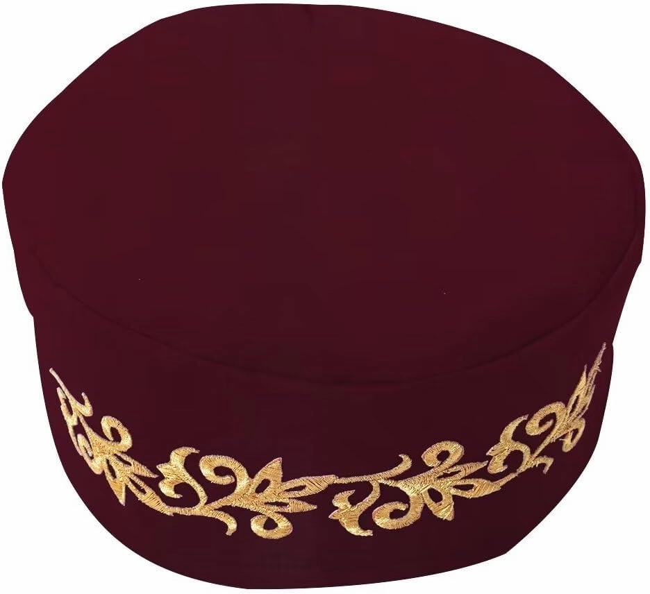 African Kufi Hat with Gold Embroidery Ankara Kufi Hats Men Hat Accessory Cap